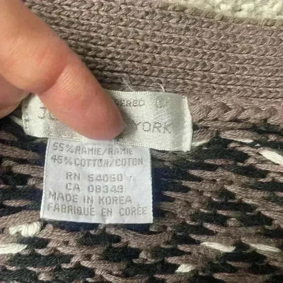 Beige Chevron Button Down Ramie & Cotton Cardigan - Picture 6 of 10